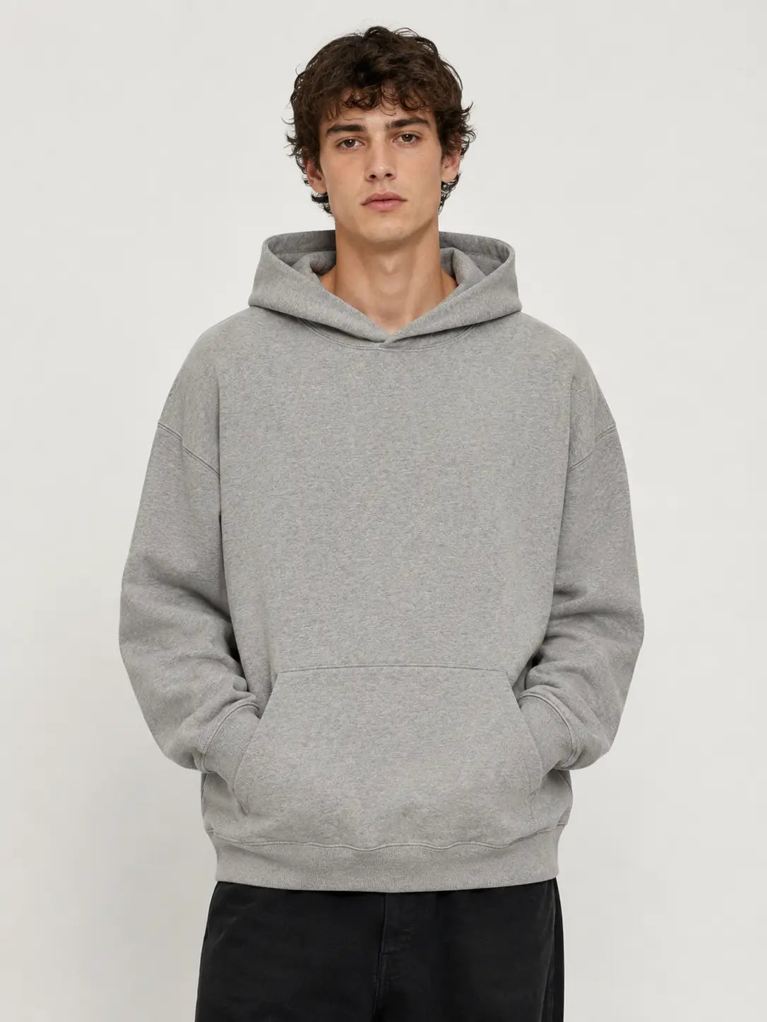 Men'S Dark Gray Oversized Hoodie, Soft Casual Pullover with Kangaroo Pocket, Loose Fit Everyday Sweatshirt