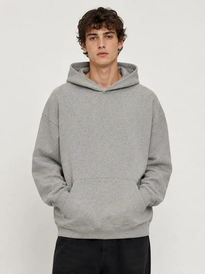 Men'S Dark Gray Oversized Hoodie, Soft Casual Pullover with Kangaroo Pocket, Loose Fit Everyday Sweatshirt