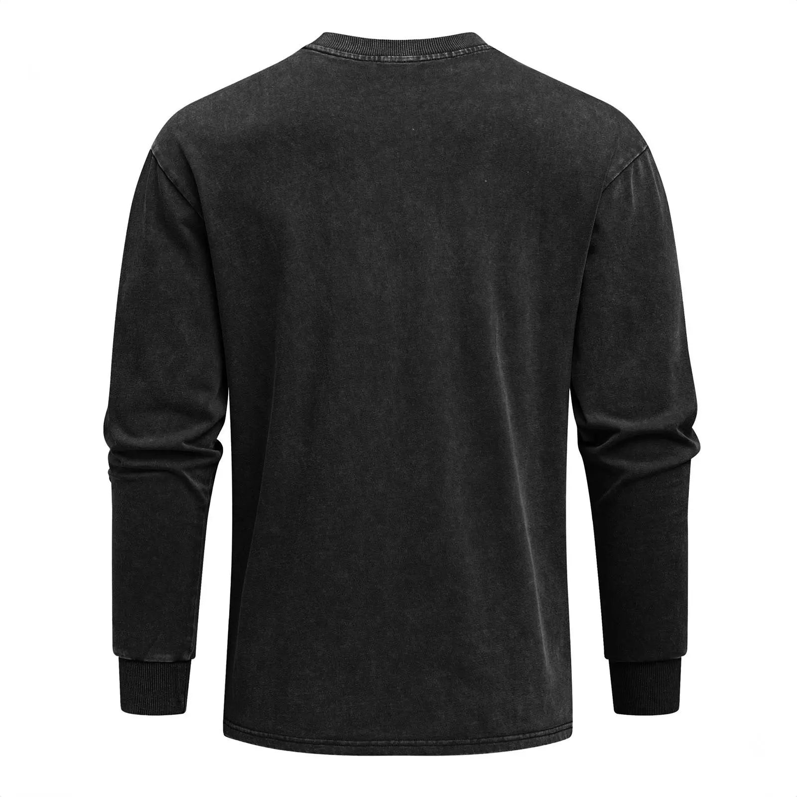 JMIERR Men'S Cotton Acid Washed Long Sleeve Crewneck Pullover | 100% Cotton, Vintage Wash, Crewneck Pullover, Relaxed Fit, Straight Hem, Soft Midweight Feel, Fall Winter Casual Shirts