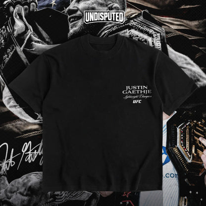 UNDISPUTED Justin Gaethje Undisputed Lightweight Champion Heavy Cotton Shirt UFC Tshirt the Highlight UFC Freedom 250 Fan Apparel Menswear Direct-To-Garment Breathable Printing