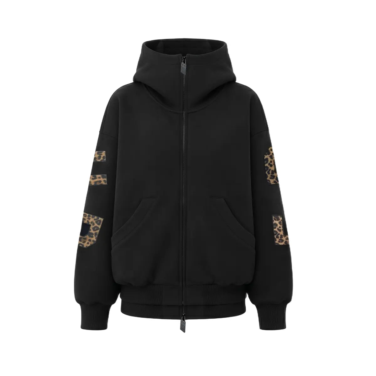 FDR Applique Letter Stand Collar Zip up Jacket & Leopard Panel Faux Two Piece Barrel Sweatpants Set Oversized Y2K Streetwear Unisex#Tiktokshopbacktoschool