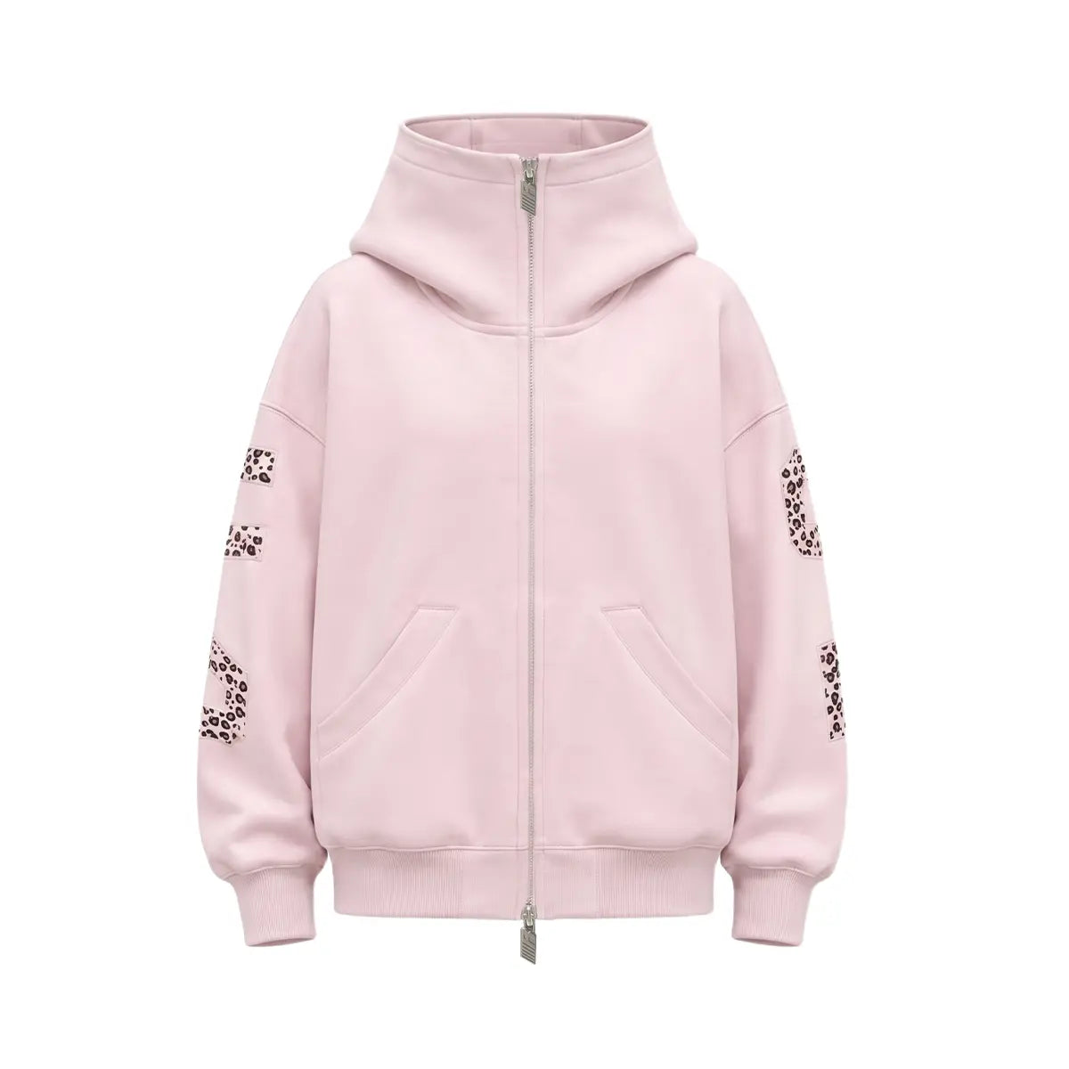FDR Applique Letter Stand Collar Zip up Jacket & Leopard Panel Faux Two Piece Barrel Sweatpants Set Oversized Y2K Streetwear Unisex#Tiktokshopbacktoschool
