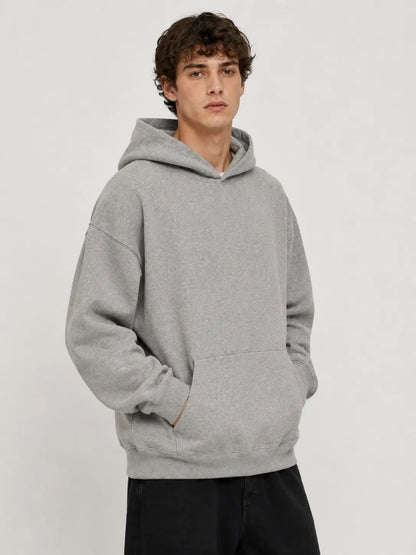 Men'S Dark Gray Oversized Hoodie, Soft Casual Pullover with Kangaroo Pocket, Loose Fit Everyday Sweatshirt